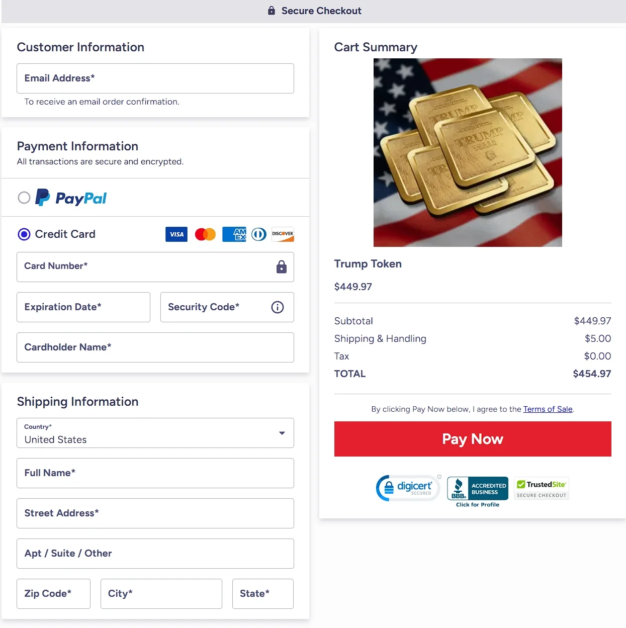 Trump Token Secure Official Checkout Page