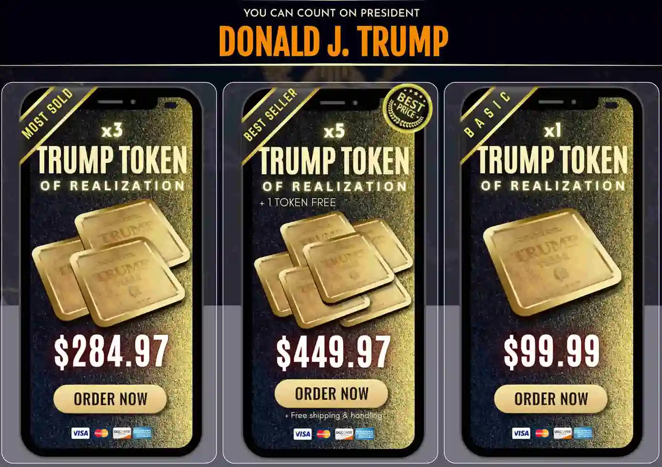 Trump Token of Realization Pricing — Single and Bundle Packages Available